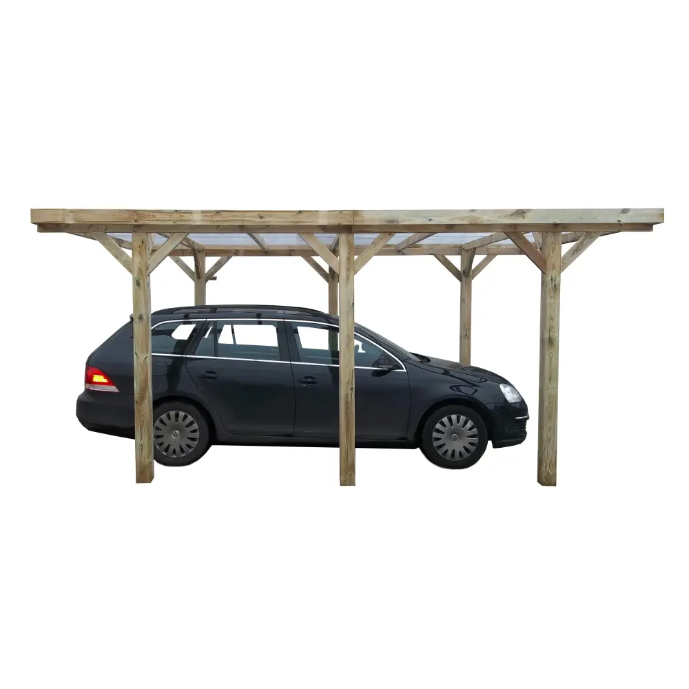 Carport, abri de voiture  3.04x5.12 m - 15.56 m2 - couverture PVC 