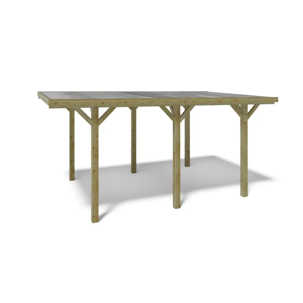 Carport, abri de voiture  3.04x5.12 m - 15.56 m2 - couverture PVC 