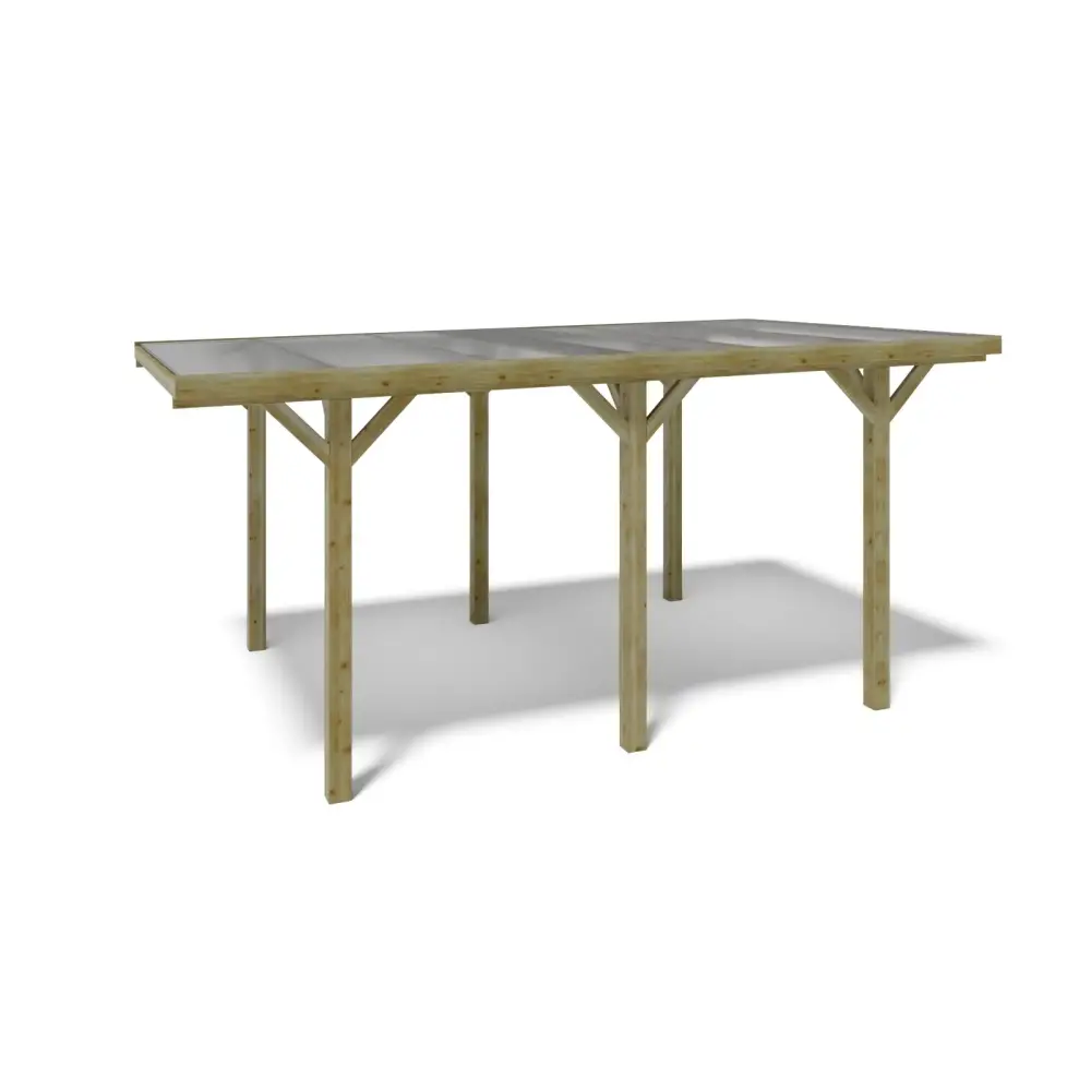 Carport, abri de voiture  3.04x5.12 m - 15.56 m2 - couverture PVC 