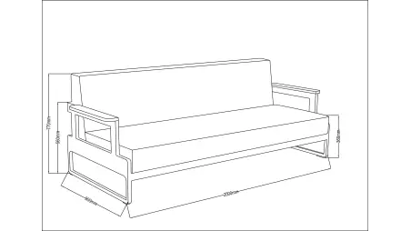 Sofa de jardin trois places 90x200xH.77 cm
