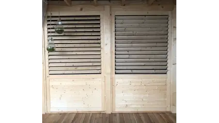 Clôture, panneaux bois persiennés, ensemble - imprégné en vert