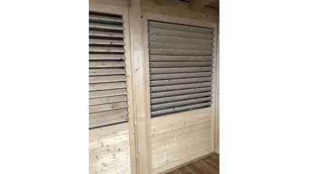 Clôture, panneaux bois persiennés, ensemble - imprégné en vert