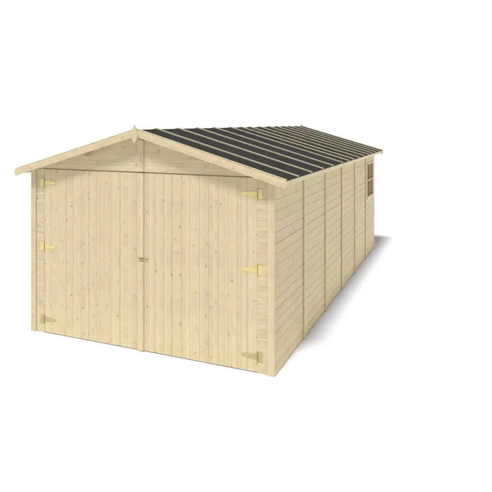 Garage en bois - 18.19m2 - 3.05x5.91m - Ep. 18mm - couleur: naturel