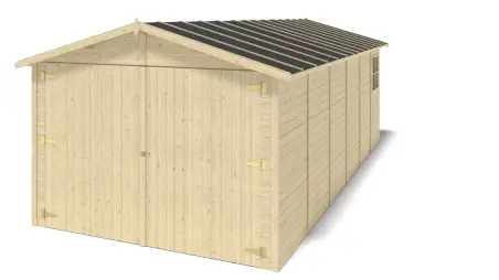 Garage en bois - 18.19m2 - 3.05x5.91m - Ep. 18mm - couleur: naturel