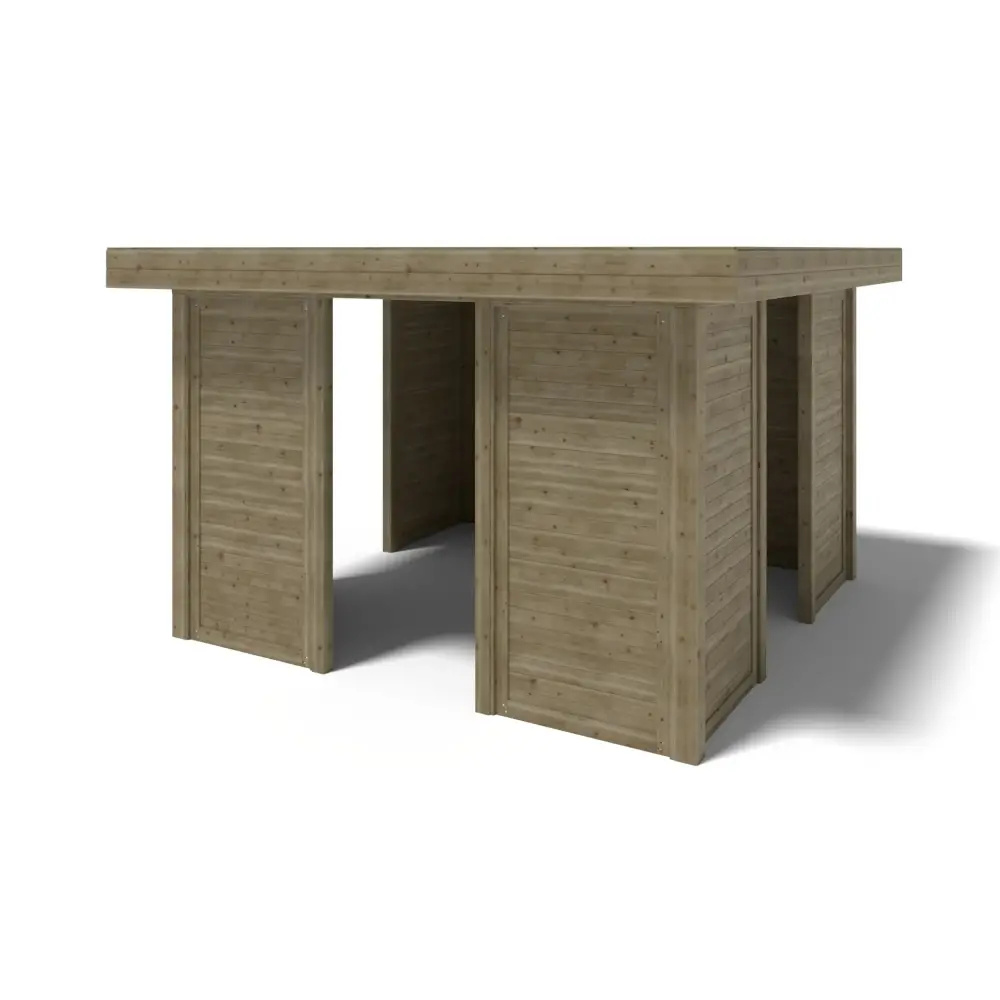 Pergola de jardin 4.04x4.04m avec panneaux - traité