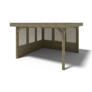 Pergola de jardin 4.04x4.04m avec panneaux - traité