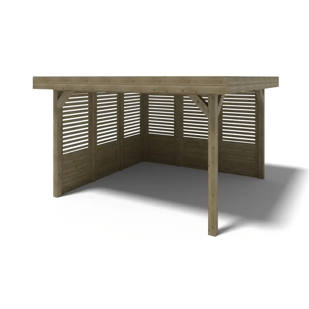 Pergola de jardin 4.04x4.04m avec panneaux - traité