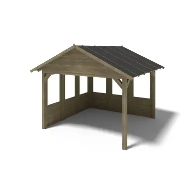 Pergola de jardin 4.04x4.04m avec panneaux - traité