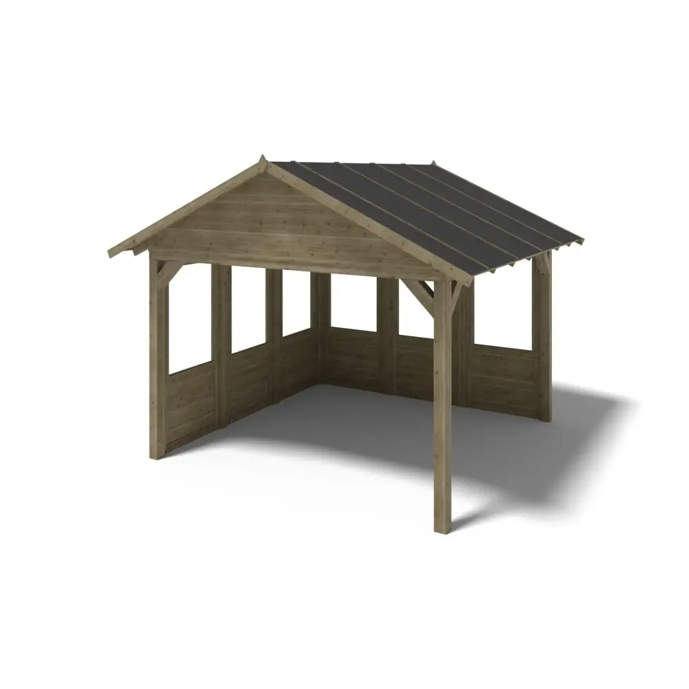 Pergola de jardin 4.04x4.04m avec panneaux - traité