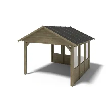 Pergola de jardin 4.04x4.04m avec panneaux - traité