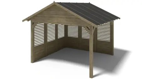 Pergola de jardin 4.04x4.04m avec panneaux - traité