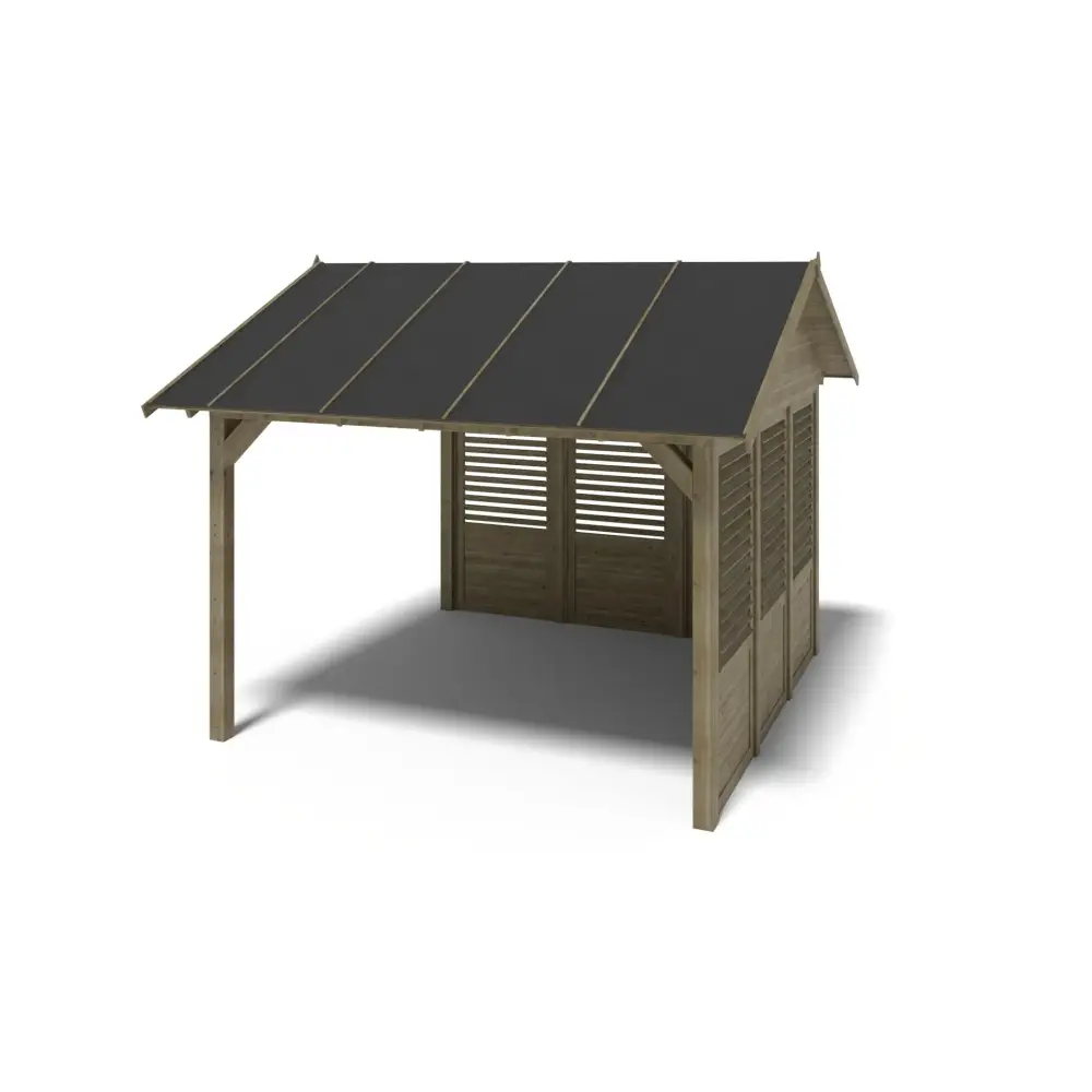 Pergola de jardin 4.04x4.04m avec panneaux - traité