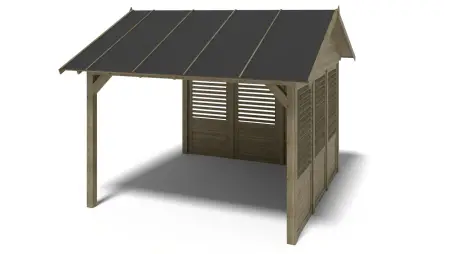 Pergola de jardin 4.04x4.04m avec panneaux - traité