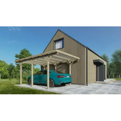 Carport, abri de voiture  3.04x5.12 m - 15.57 m2 - couverture PVC 