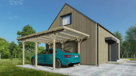 Carport, abri de voiture  3.04x5.12 m - 15.57 m2 - couverture PVC 