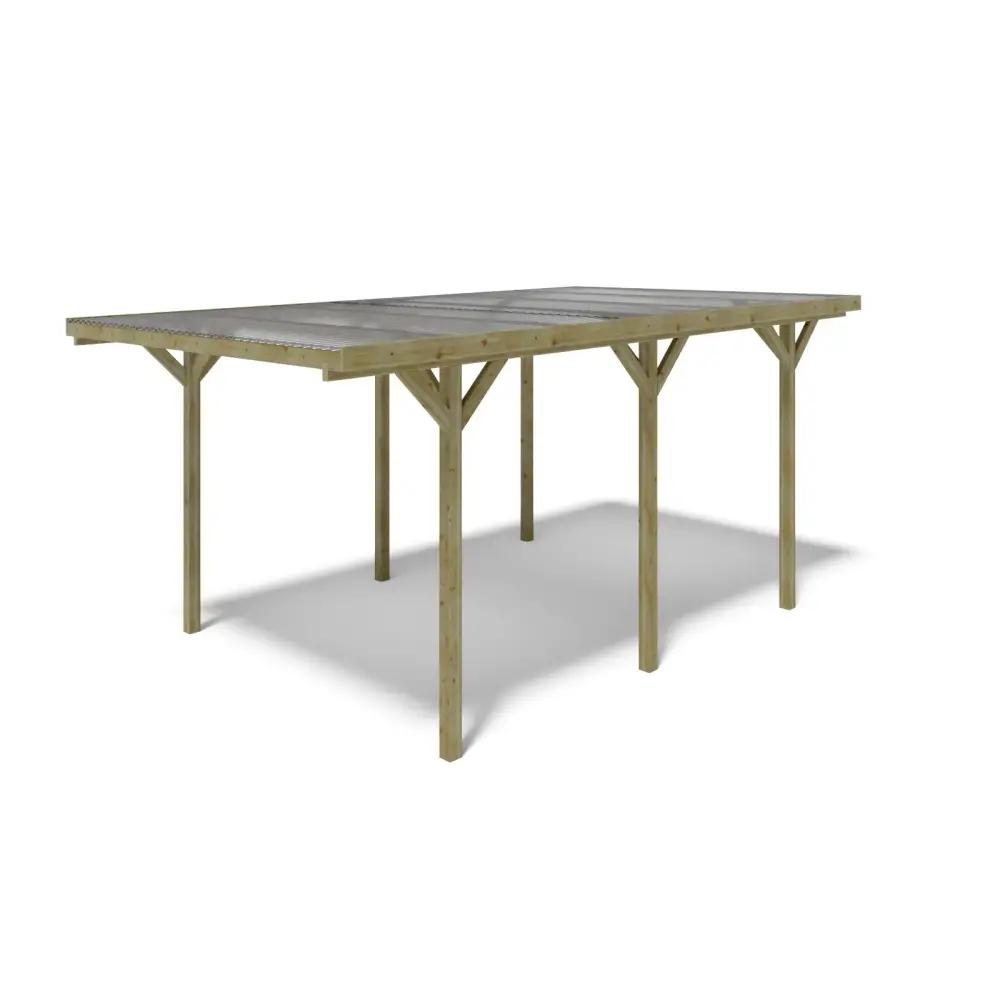 Carport, abri de voiture  3.04x5.12 m - 15.57 m2 - couverture PVC 