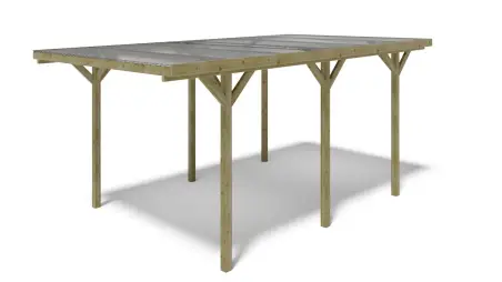 Carport, abri de voiture  3.04x5.12 m - 15.57 m2 - couverture PVC 