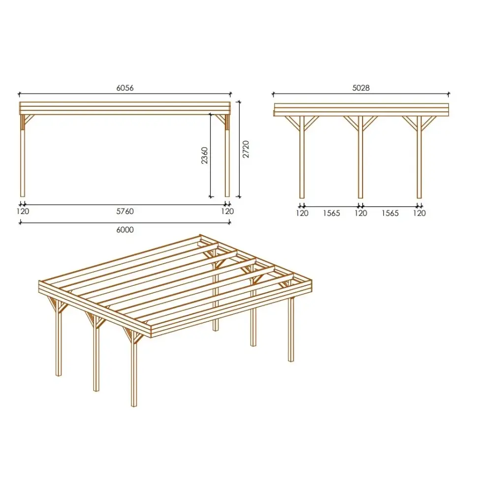 Carport, abri de voiture  6.06x5.03 m - 30.48 m2