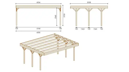 Carport, abri de voiture  6.06x5.03 m - 30.48 m2