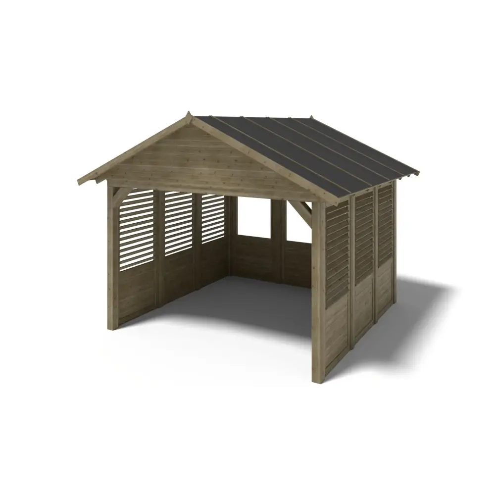 Pergola de jardin 4.04x4.04m avec panneaux - traité