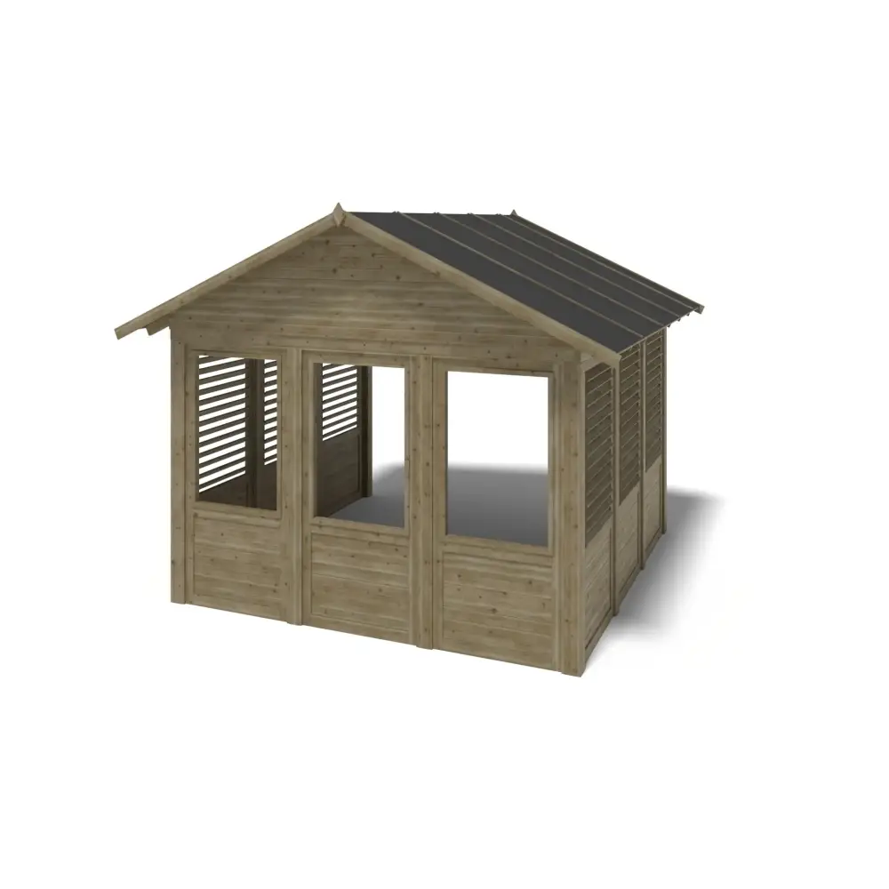 Pergola de jardin 4.04x4.04m avec panneaux - traité