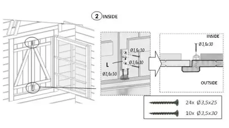 Volets en bois pour fenêtre, imprégnés en marron - ensemble
