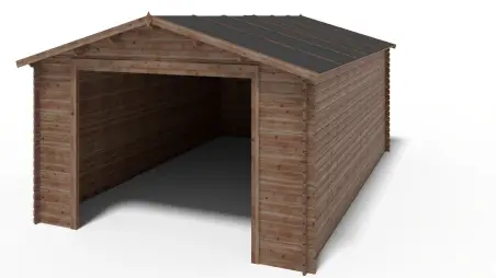 Garage en bois - 24m2 - 4x6m - imprégné - Ep. 28mm - couleur: marron