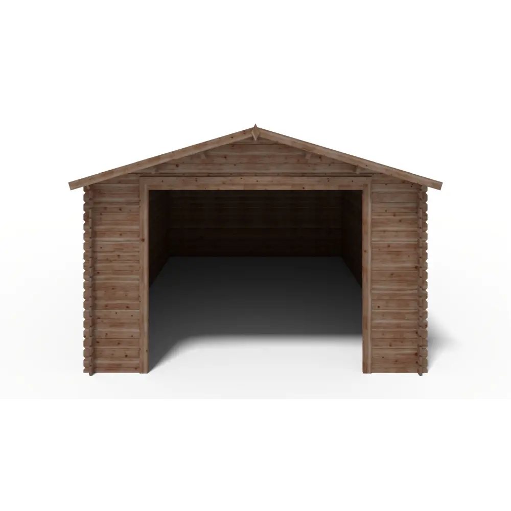 Garage en bois - 24m2 - 4x6m - imprégné - Ep. 28mm - couleur: marron