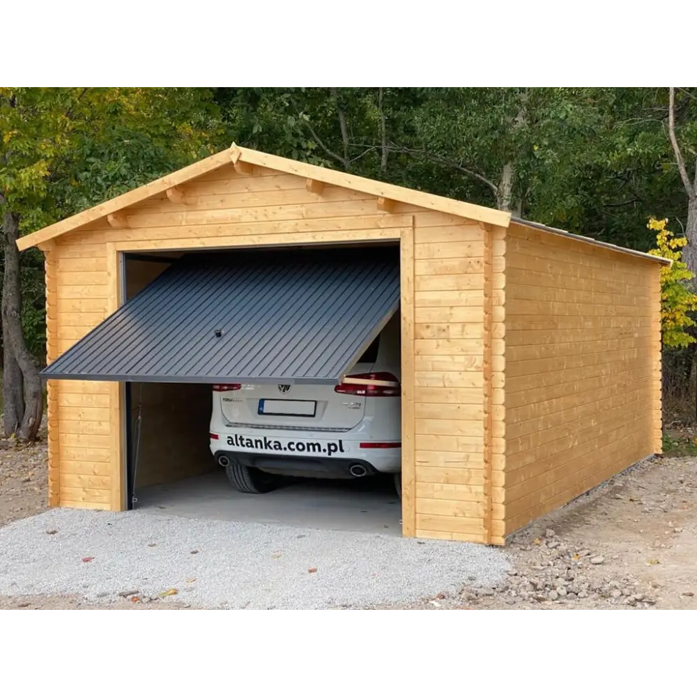 Garage en bois - 24m2 - 4x6m - imprégné - Ep. 28mm - couleur: marron