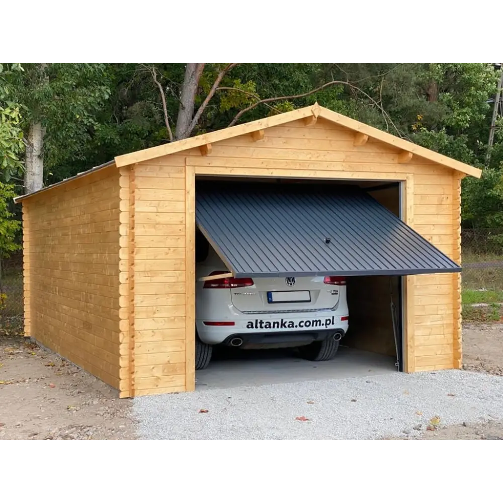 Garage en bois - 24m2 - 4x6m - imprégné - Ep. 28mm - couleur: marron