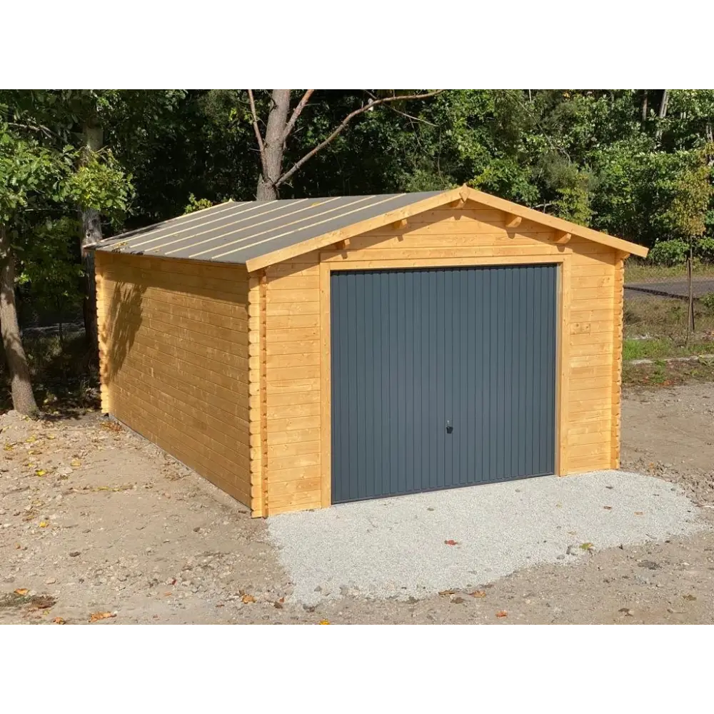 Garage en bois - 24m2 - 4x6m - imprégné - Ep. 28mm - couleur: marron