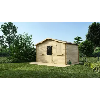 Abri de jardin en bois - 12m2 - 4x3m - Ep. 28mm - Couleur: naturel