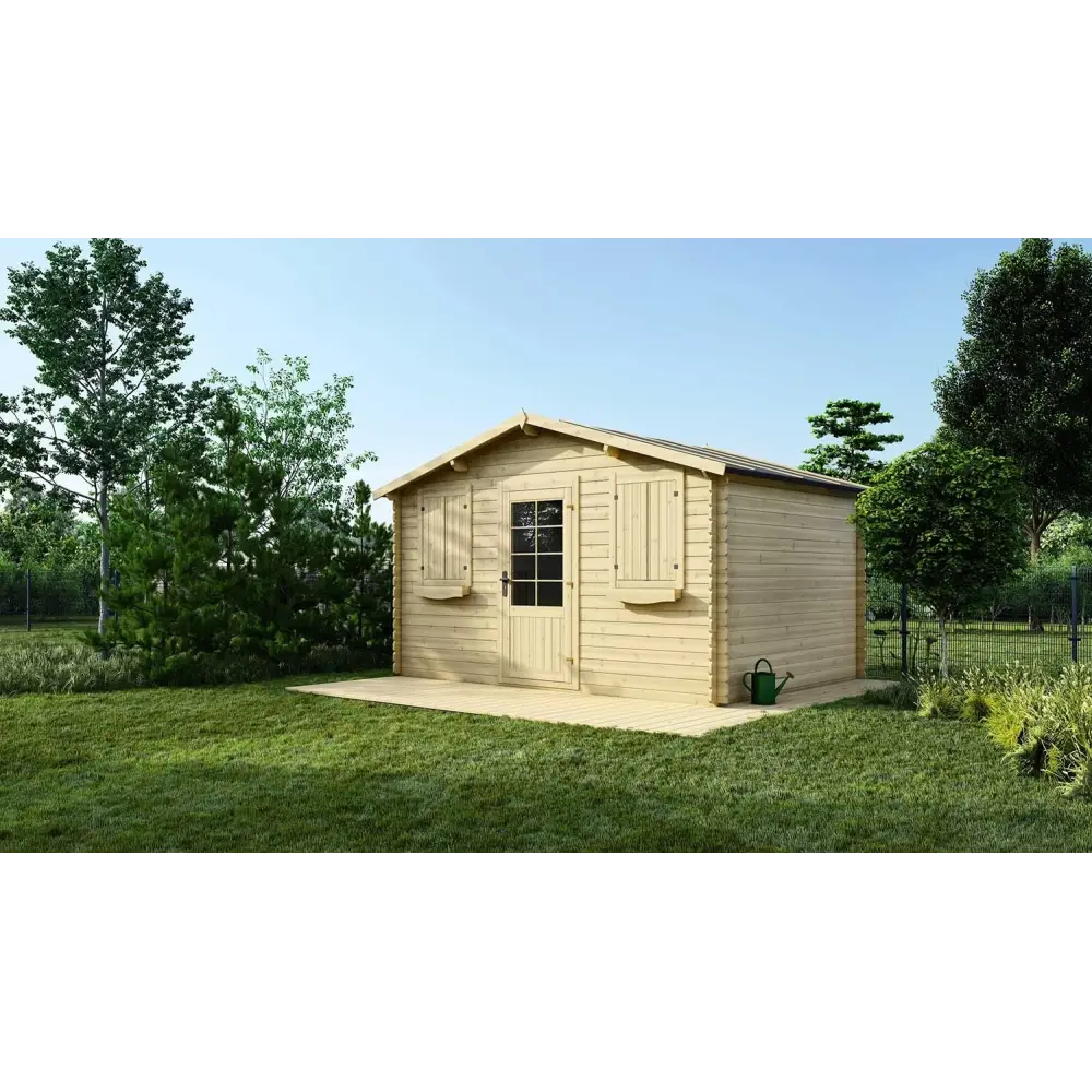 Abri de jardin en bois - 12m2 - 4x3m - Ep. 28mm - Couleur: naturel