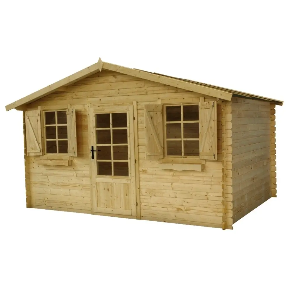 Abri de jardin en bois - 12m2 - 4x3m - Ep. 28mm - Couleur: naturel