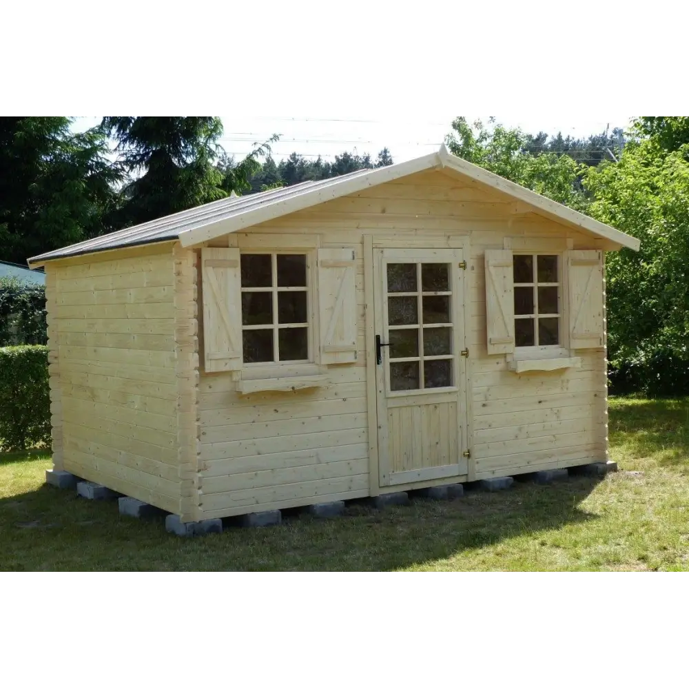 Abri de jardin en bois - 12m2 - 4x3m - Ep. 28mm - Couleur: naturel