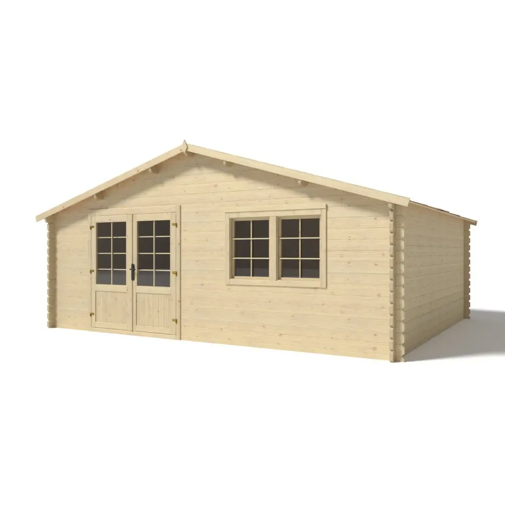 Abri de jardin en bois - 30m2 - 6x5m - Ep. 40mm - Couleur: naturel