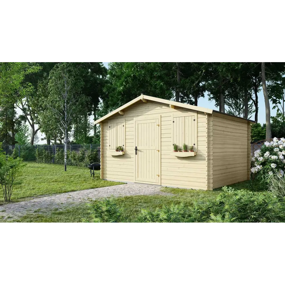 Abri de jardin en bois - 12m2 - 4x3m - Ep. 28mm - Couleur: naturel