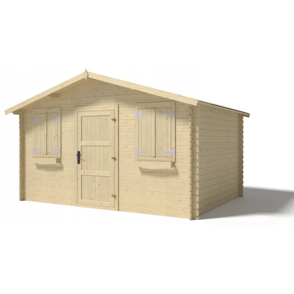 Abri de jardin en bois - 12m2 - 4x3m - Ep. 28mm - Couleur: naturel