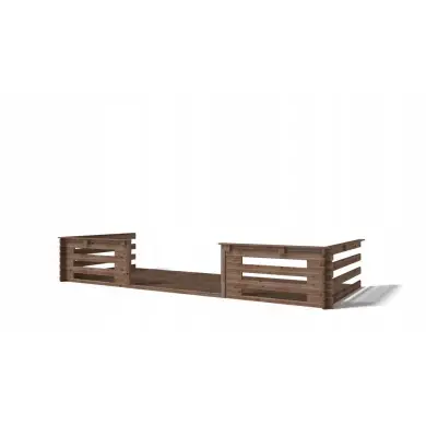 Terrasse en bois avec balustrade pour abri en bois - 10m2 - 5m x 2m - imprégnée - couleur: marron