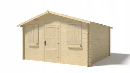 Abri de jardin en bois - 16m2 - 4x4m - Ep. 28mm - Couleur: naturel