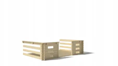 Terrasse en bois avec balustrade pour abri en bois - 9m2 - 3m x 3m - couleur: naturel
