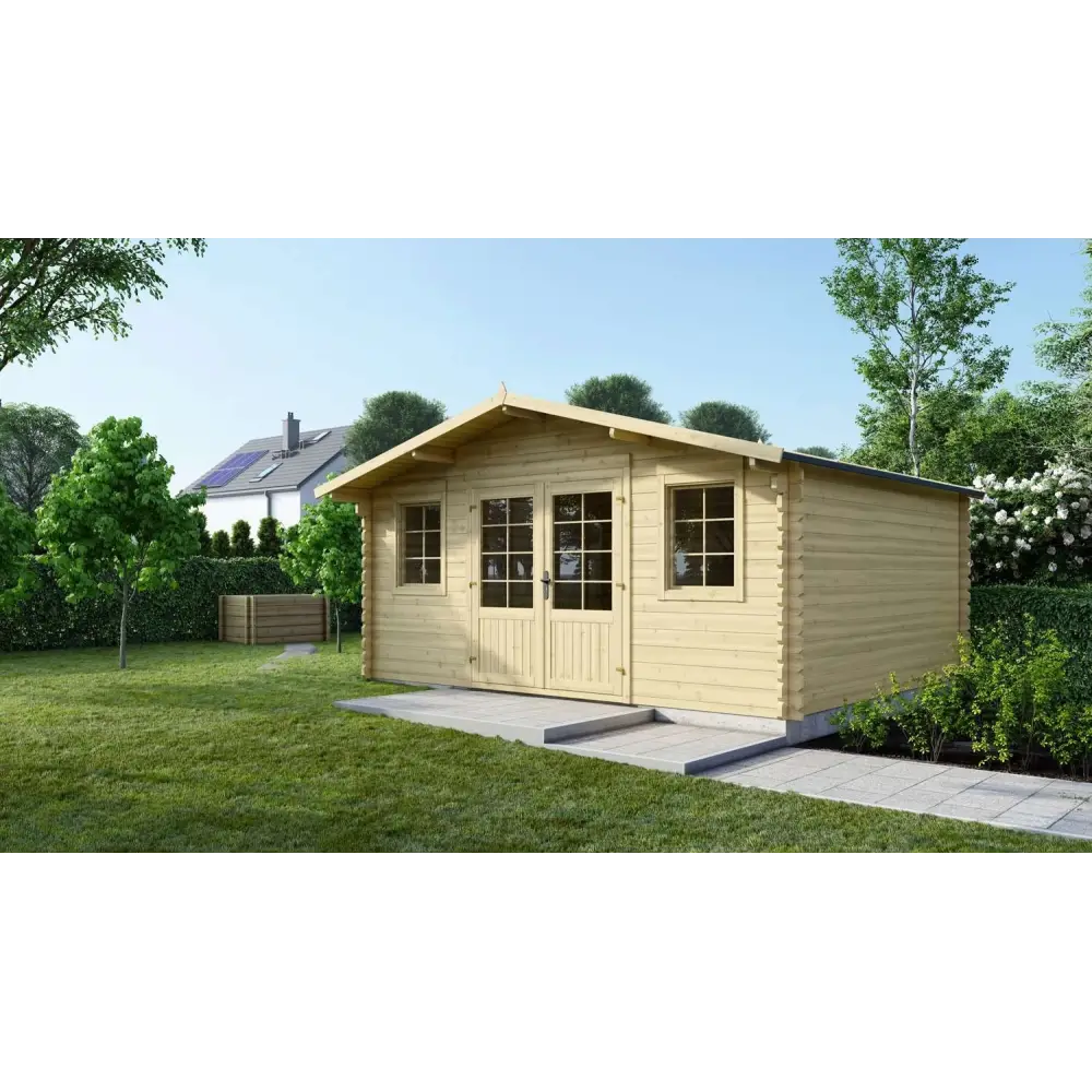 Abri de jardin en bois - 19.2m2 - 4.8x4m - Ep. 40mm - Couleur: naturel