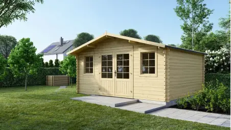 Abri de jardin en bois - 19.2m2 - 4.8x4m - Ep. 40mm - Couleur: naturel