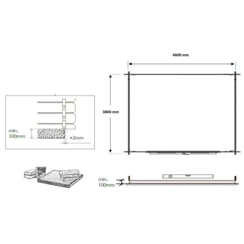 Abri de jardin en bois - 19.2m2 - 4.8x4m - Ep. 40mm - Couleur: naturel