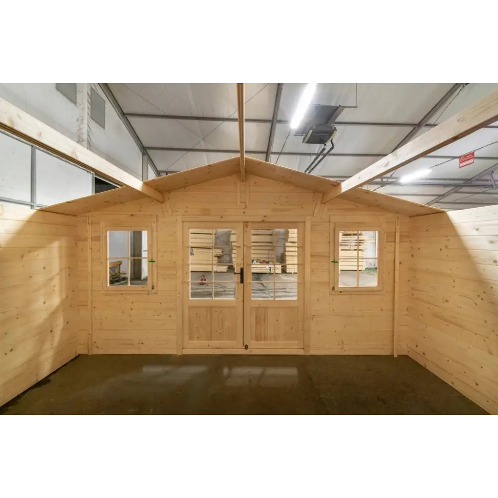 Abri de jardin en bois - 19.2m2 - 4.8x4m - Ep. 40mm - Couleur: naturel