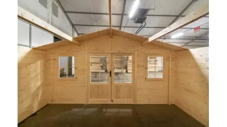 Abri de jardin en bois - 19.2m2 - 4.8x4m - Ep. 40mm - Couleur: naturel