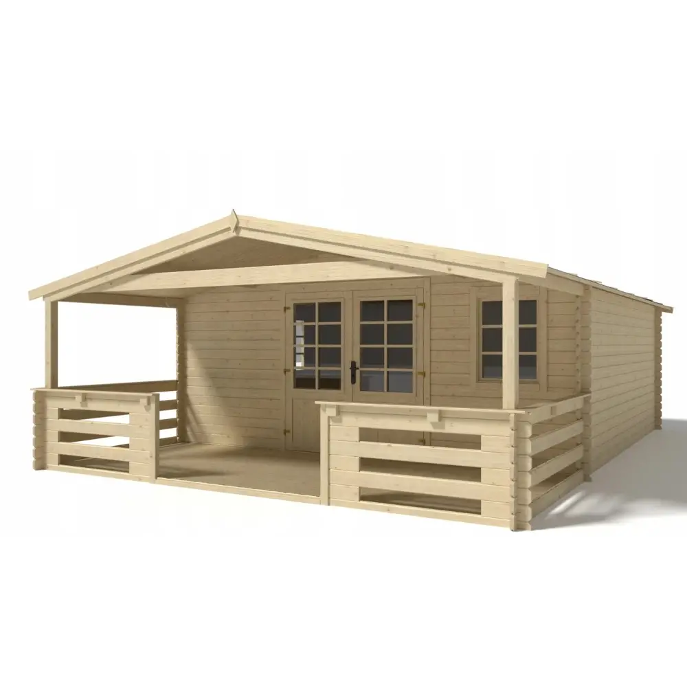 Avant-toit en bois 5x2m pour le chalet de jardin 5m, couleur naturel