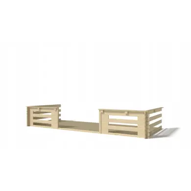 Terrasse en bois avec balustrade pour abri en bois - 10m2 - 5m x 2m - couleur: naturel