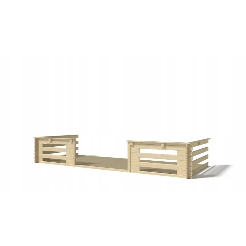 Terrasse en bois avec balustrade pour abri en bois - 10m2 - 5m x 2m - couleur: naturel