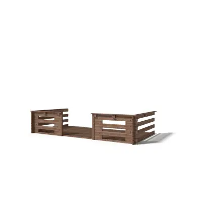 Terrasse en bois avec balustrade pour abri en bois - 8m2 - 4m x 2m - imprégnée - couleur: marron
